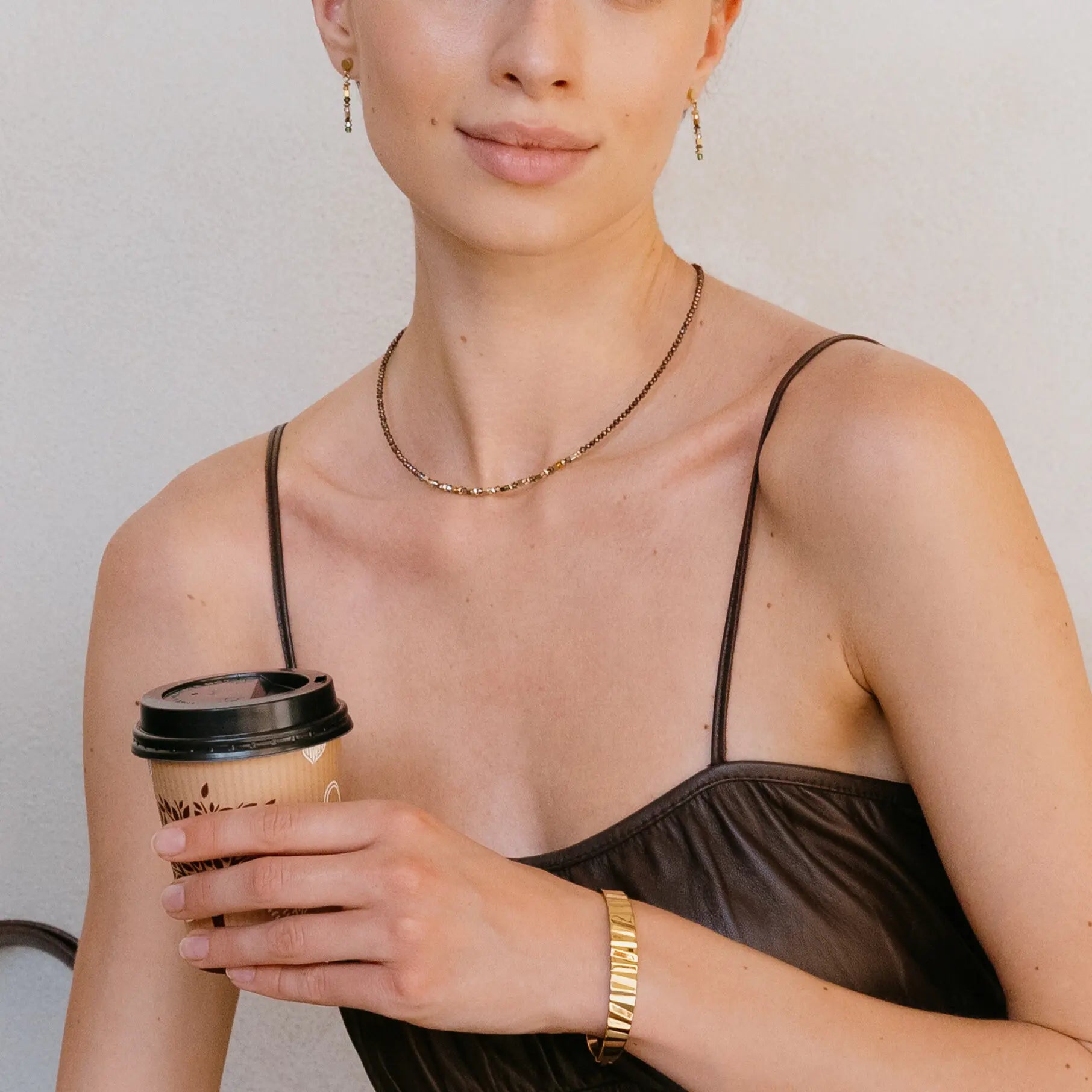 Collier golden Whisper marron-olive