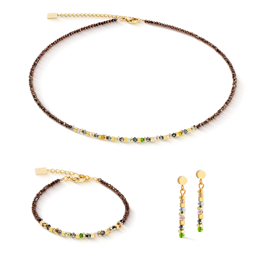 Bracelet golden Whisper marron-olive