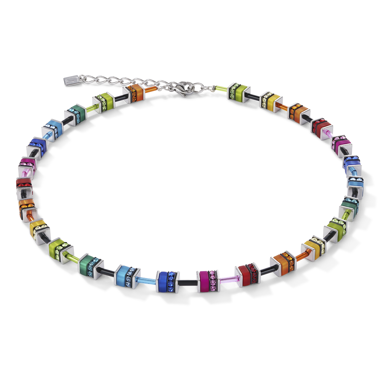 Collier GeoCUBE® classique polaris & strass multicolore