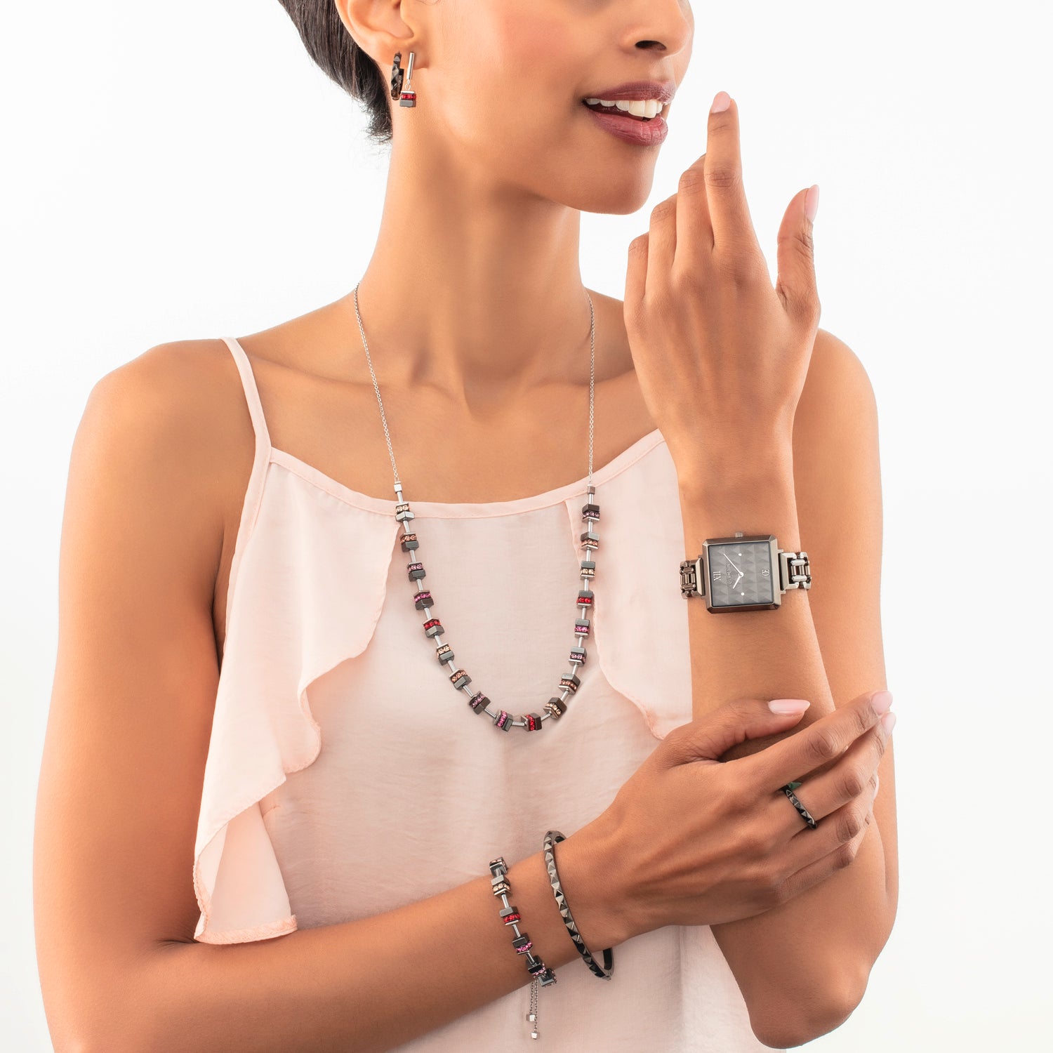 Collier Sparkling Classic Chain rouge argent