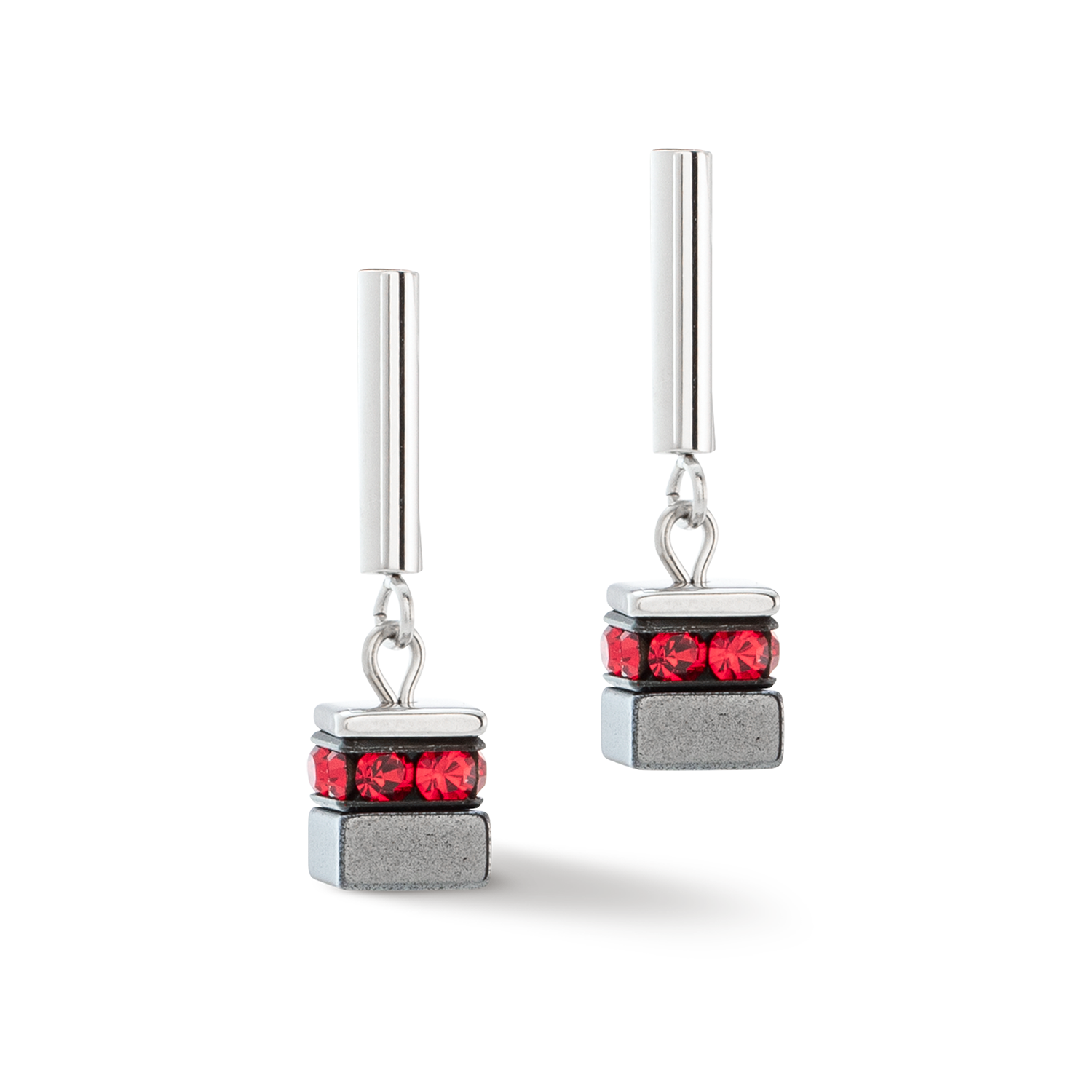 Boucles d'oreilles Sparkling Classic Chain rouge argent