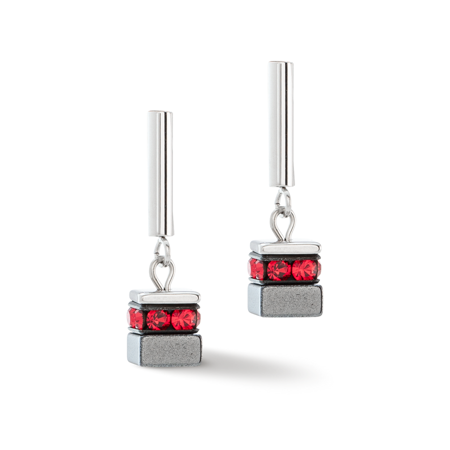 Boucles d'oreilles Sparkling Classic Chain rouge argent