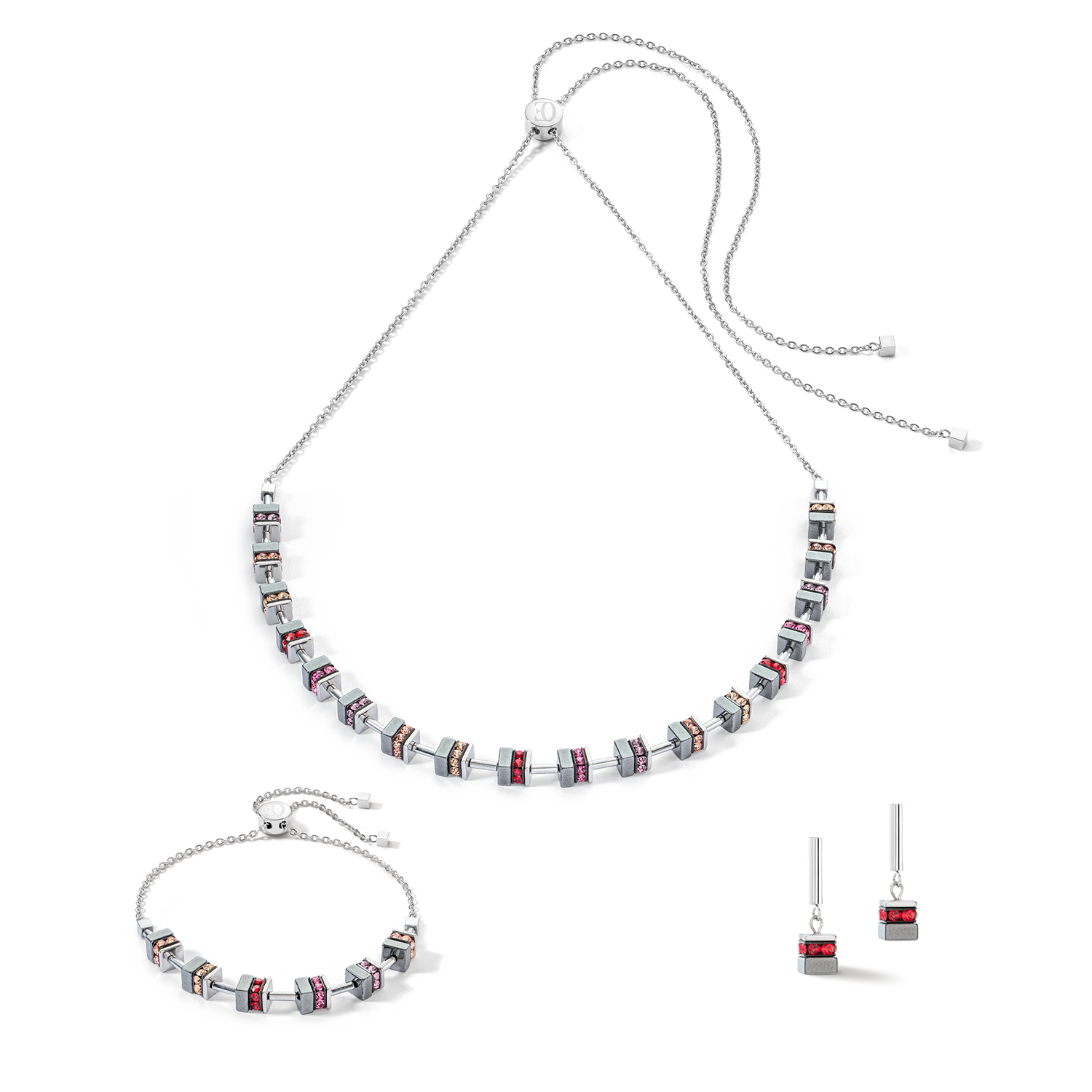 Boucles d'oreilles Sparkling Classic Chain rouge argent