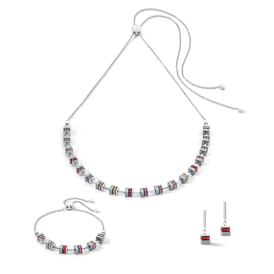 Boucles d'oreilles Sparkling Classic Chain rouge argent