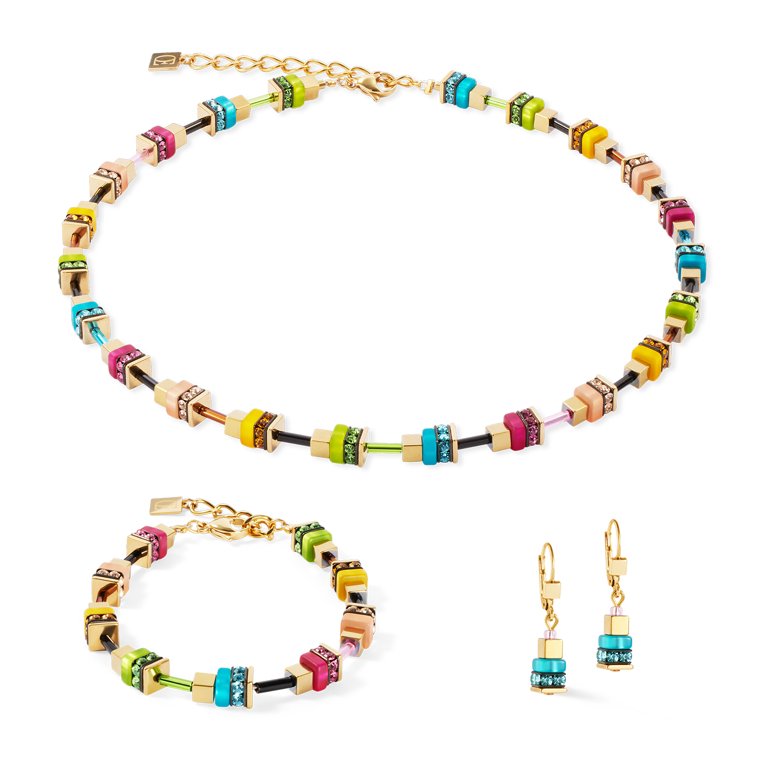 Collier Boho Sunset Cube rainbow