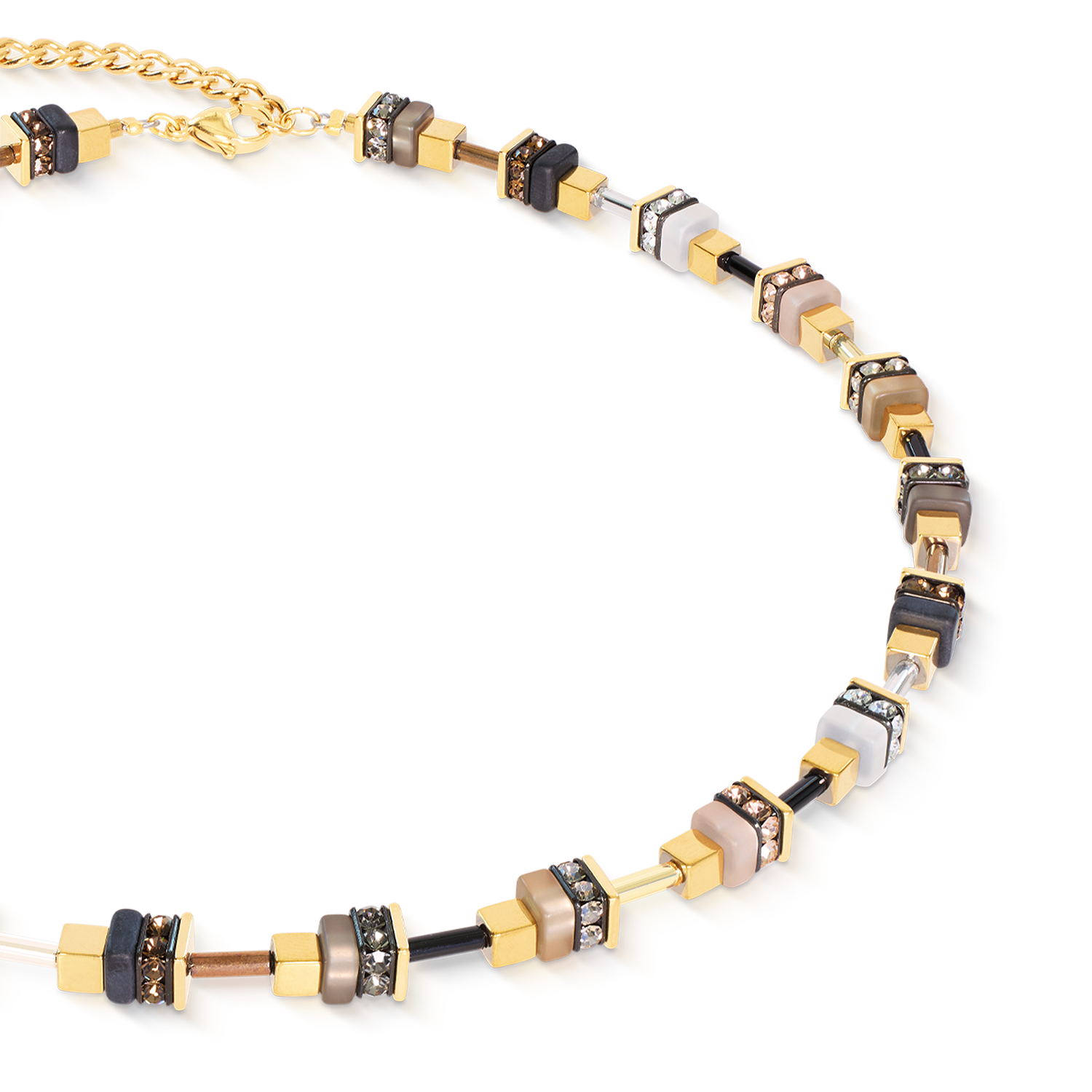 Collier Urban Nature Cube beige-doré