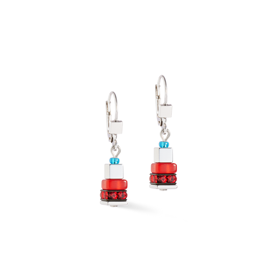 Boucles d'oreilles Modern Future Cube bleu-rouge