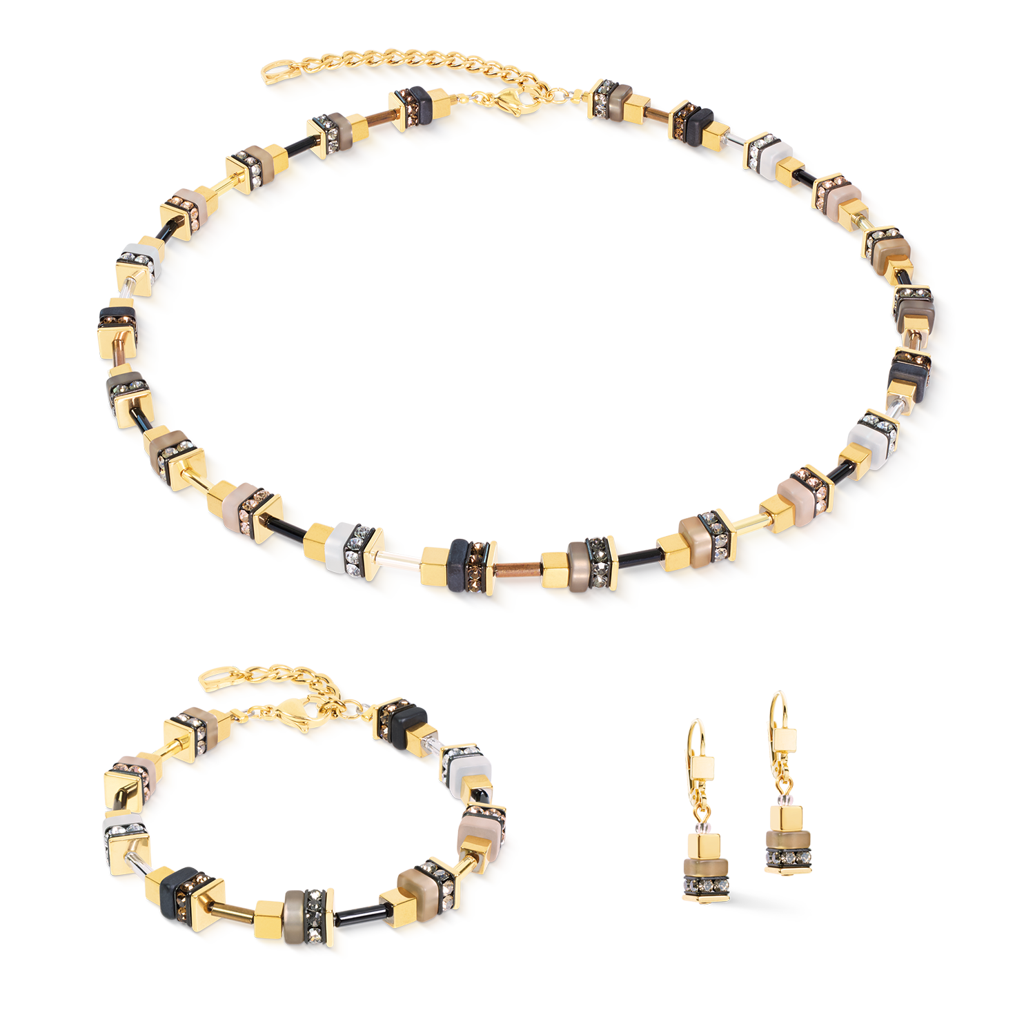 Bracelet Urban Nature Cube beige-doré