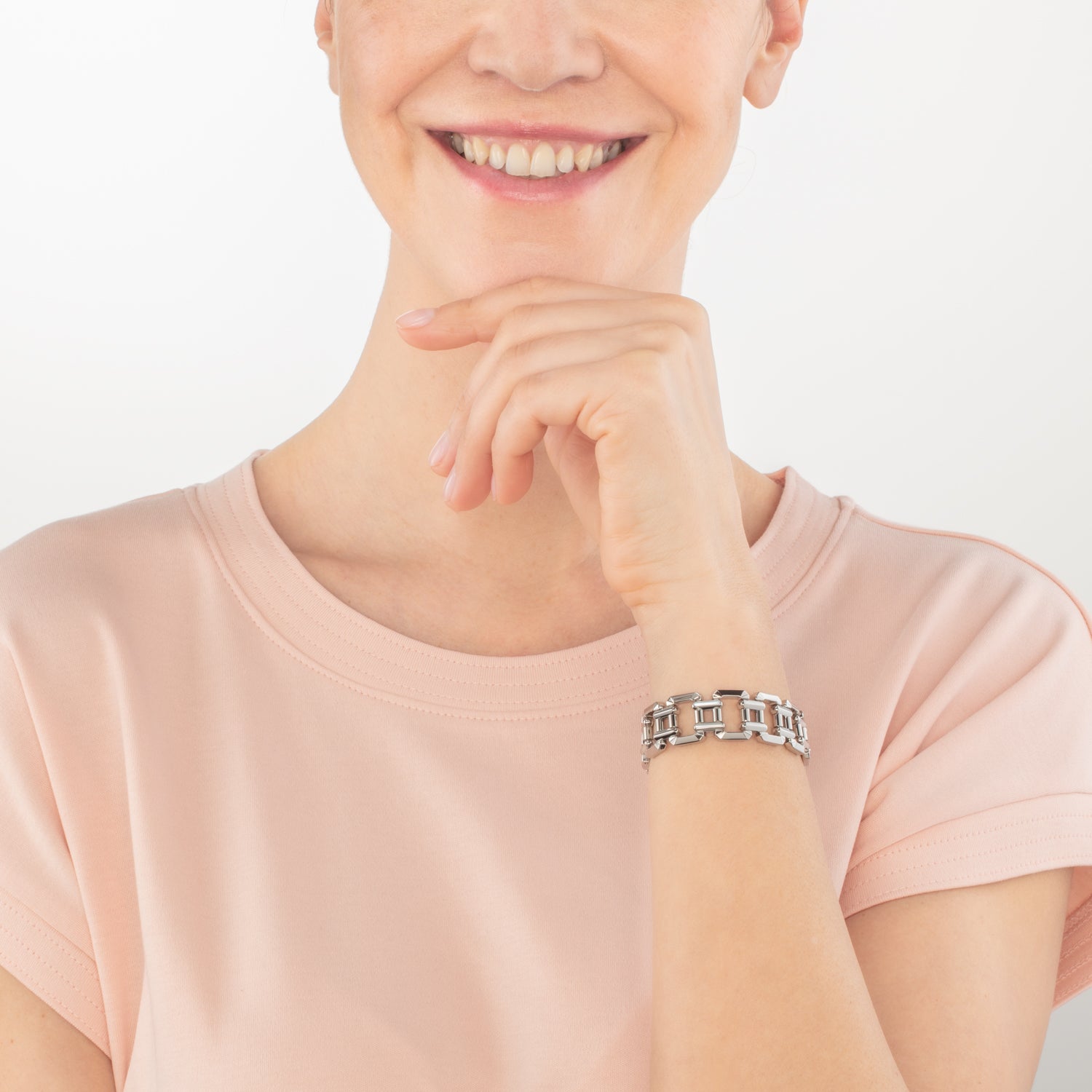 Bracelet bijou en acier inoxydable argent