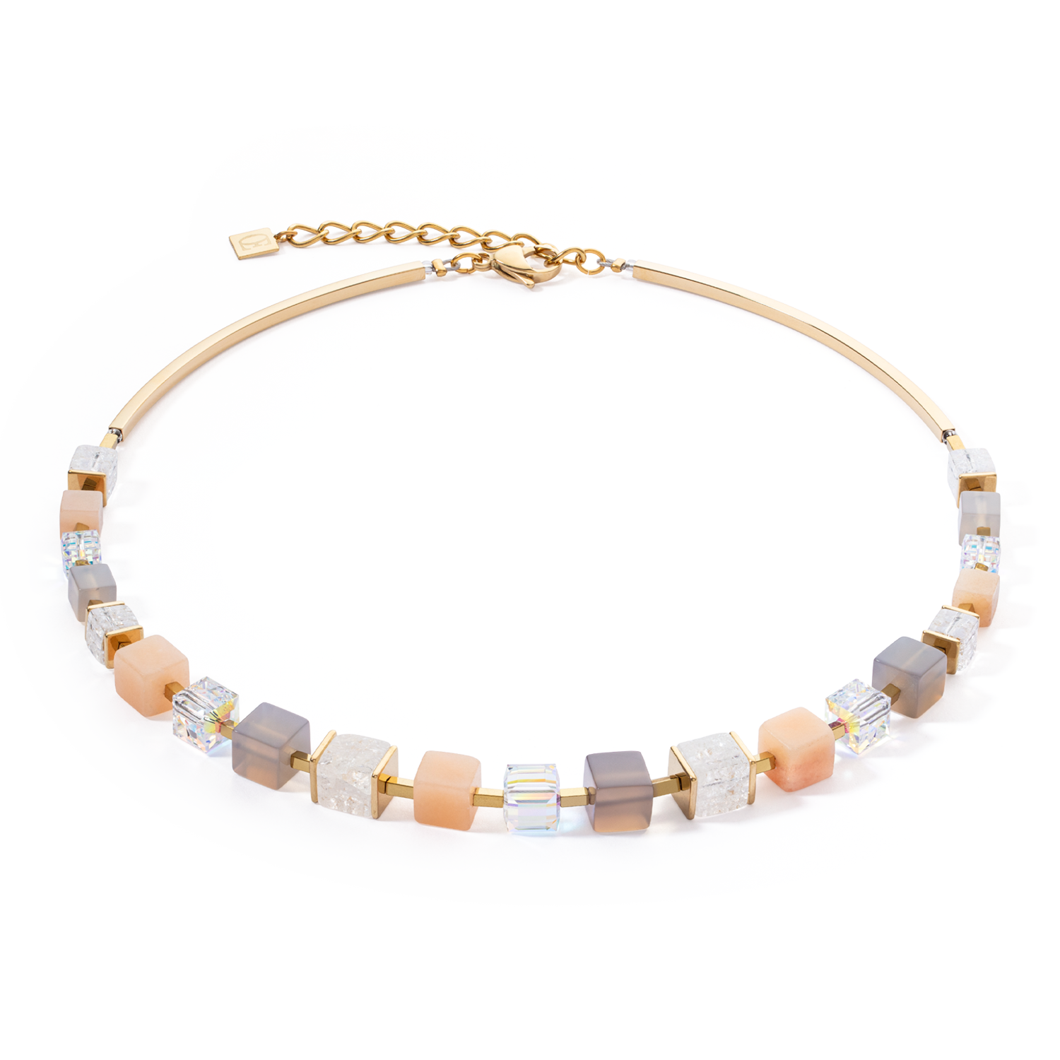 Collier Precious Statement Cubes gris-pêche