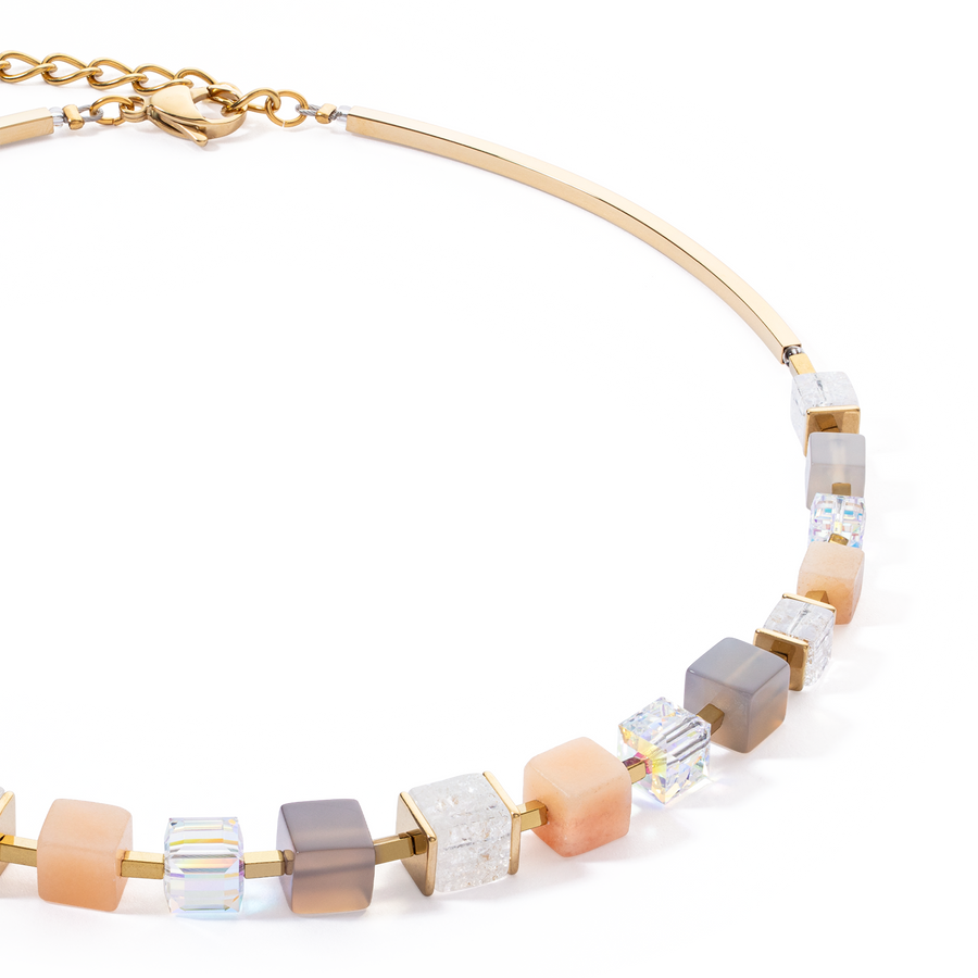 Collier Precious Statement Cubes gris-pêche