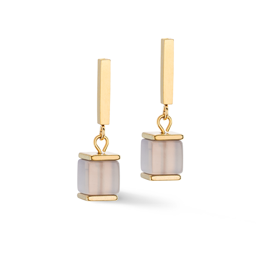 Boucles d'oreilles Precious Statement Cubes gris-pêche