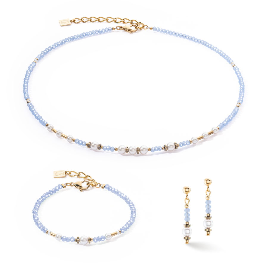 Collier Little Twinkle Pearl Mix bleu clair