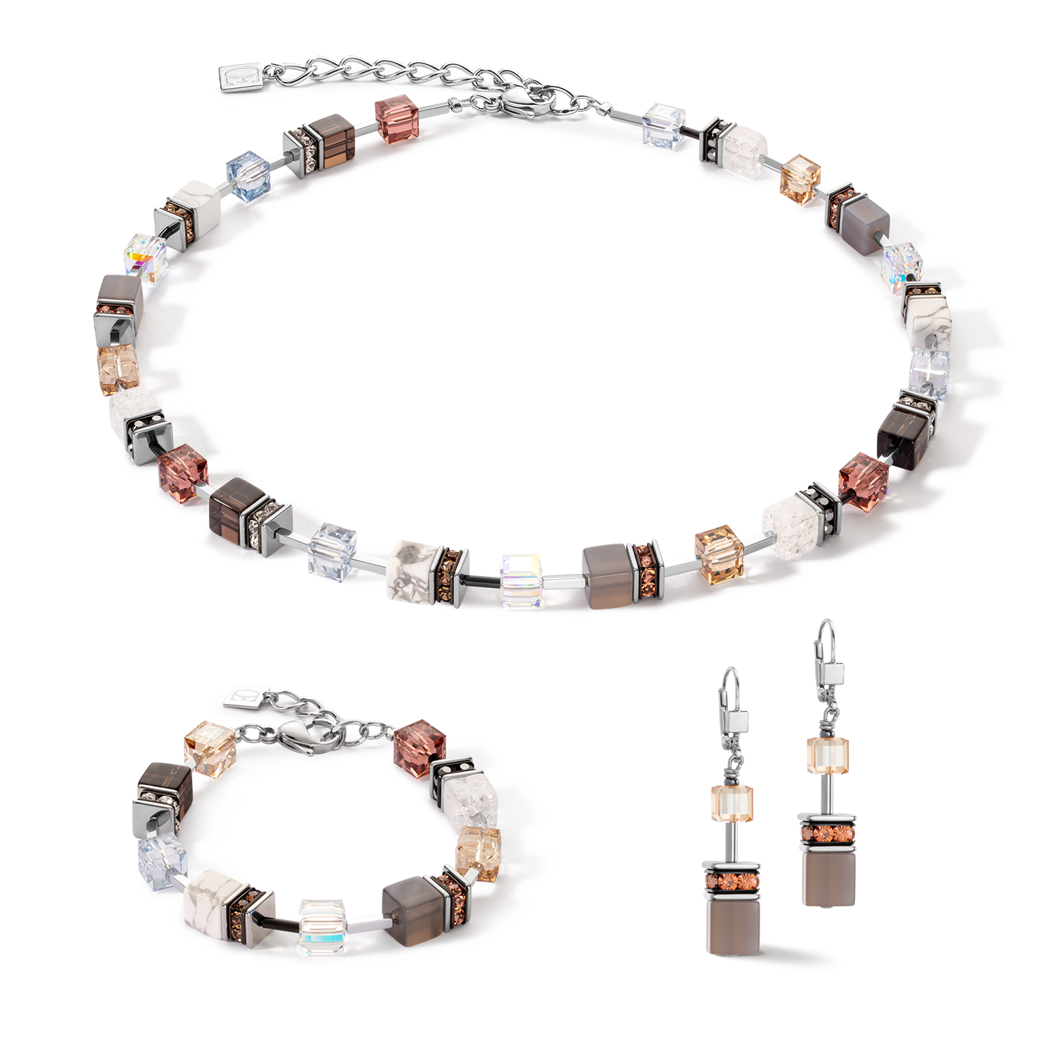 Collier GeoCUBE® Iconic Statement Precious cognac-beige