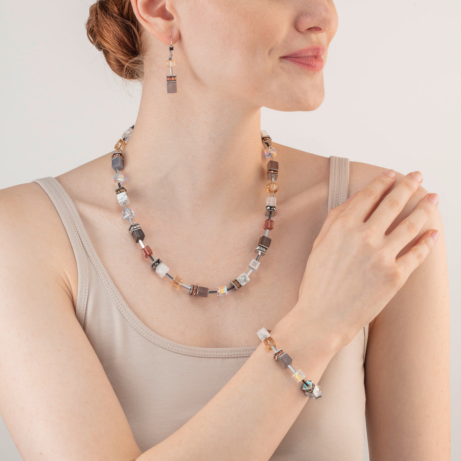 Collier GeoCUBE® Iconic Statement Precious cognac-beige