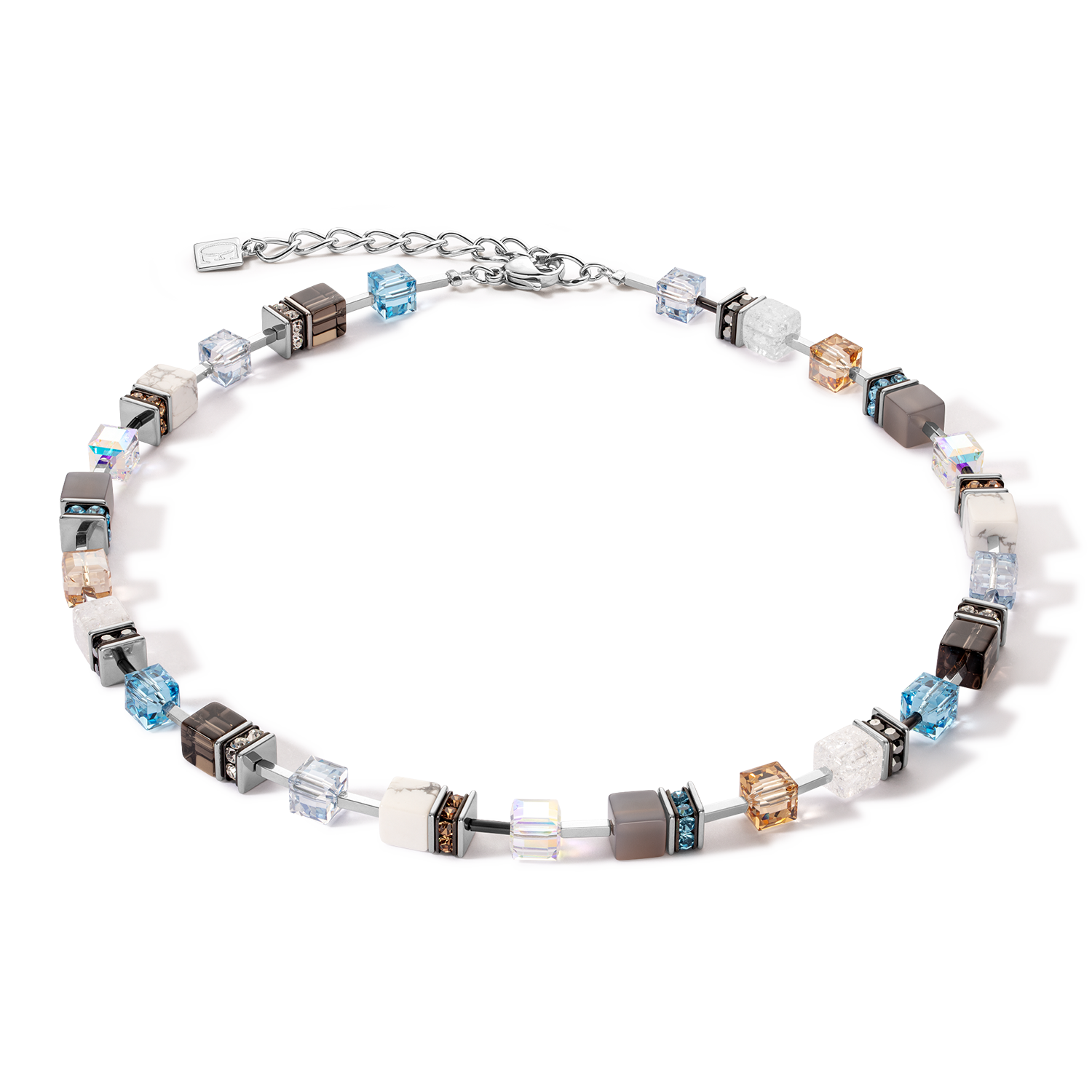 Collier GeoCUBE® Iconic Statement Precious aqua-beige