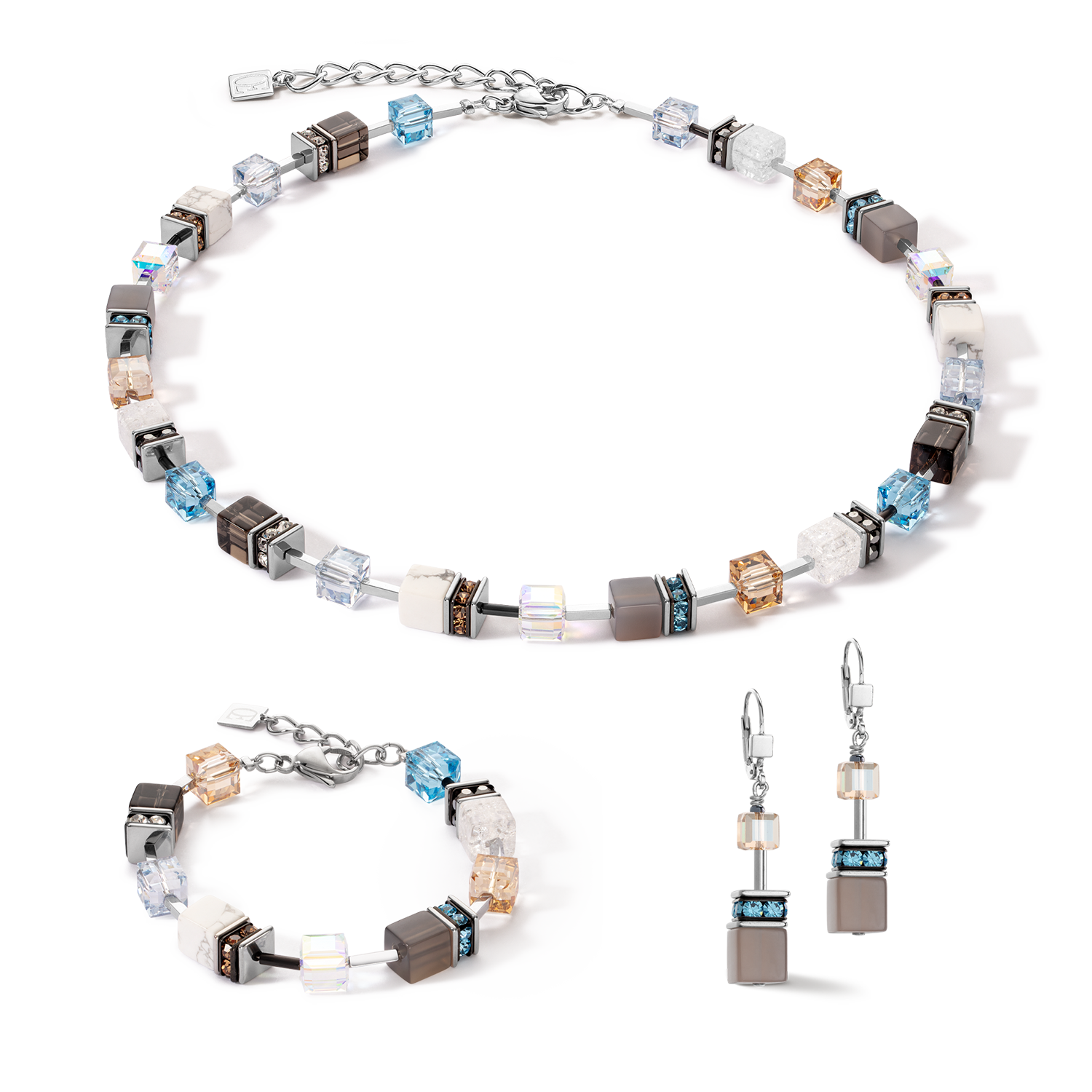 Collier GeoCUBE® Iconic Statement Precious aqua-beige