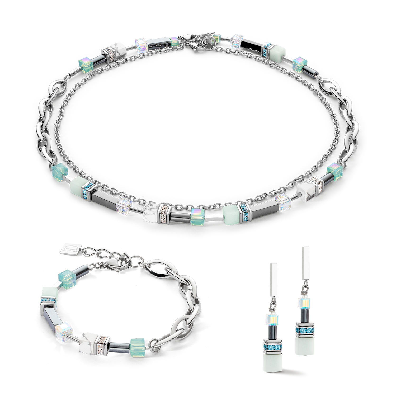 Boucles d'oreille Shape-Mix Multiwear vert menthe