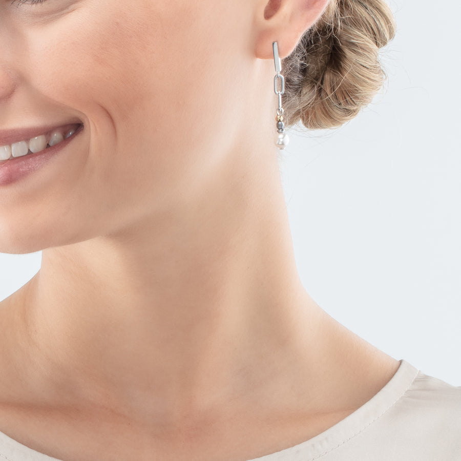 Boucles d'oreilles Classic Layer argent gris