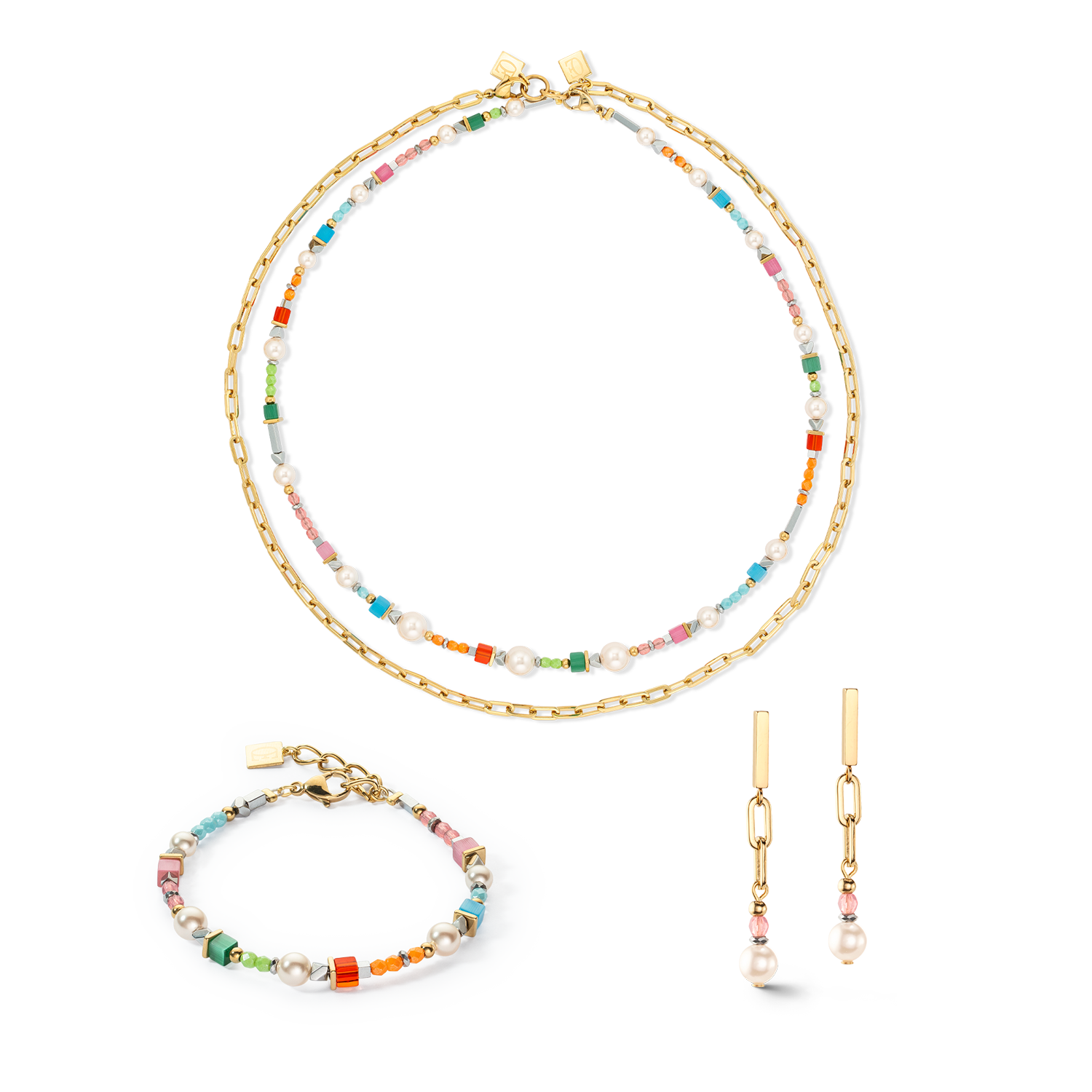 Boucles d'oreilles Classic Layer or multicolore