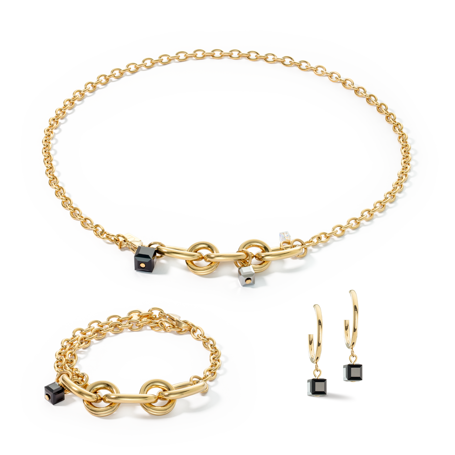 Boucles d'oreilles Creole Chunky Chain or-noir