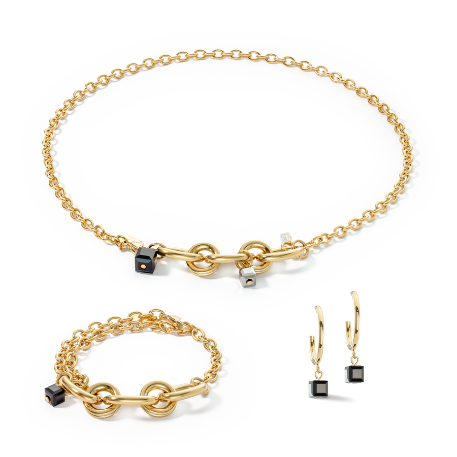 Boucles d'oreilles Creole Chunky Chain or-noir