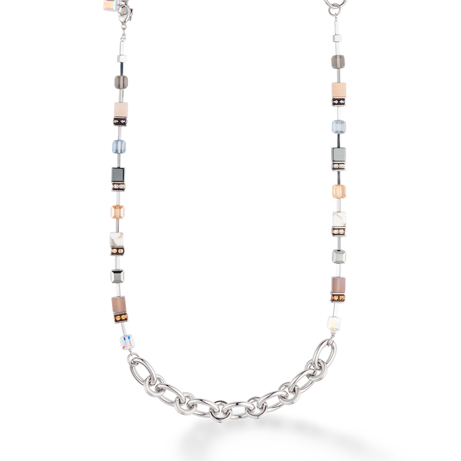 Collier GeoCUBE® Statement Precious Chunky Chain Multiwear gris-beige