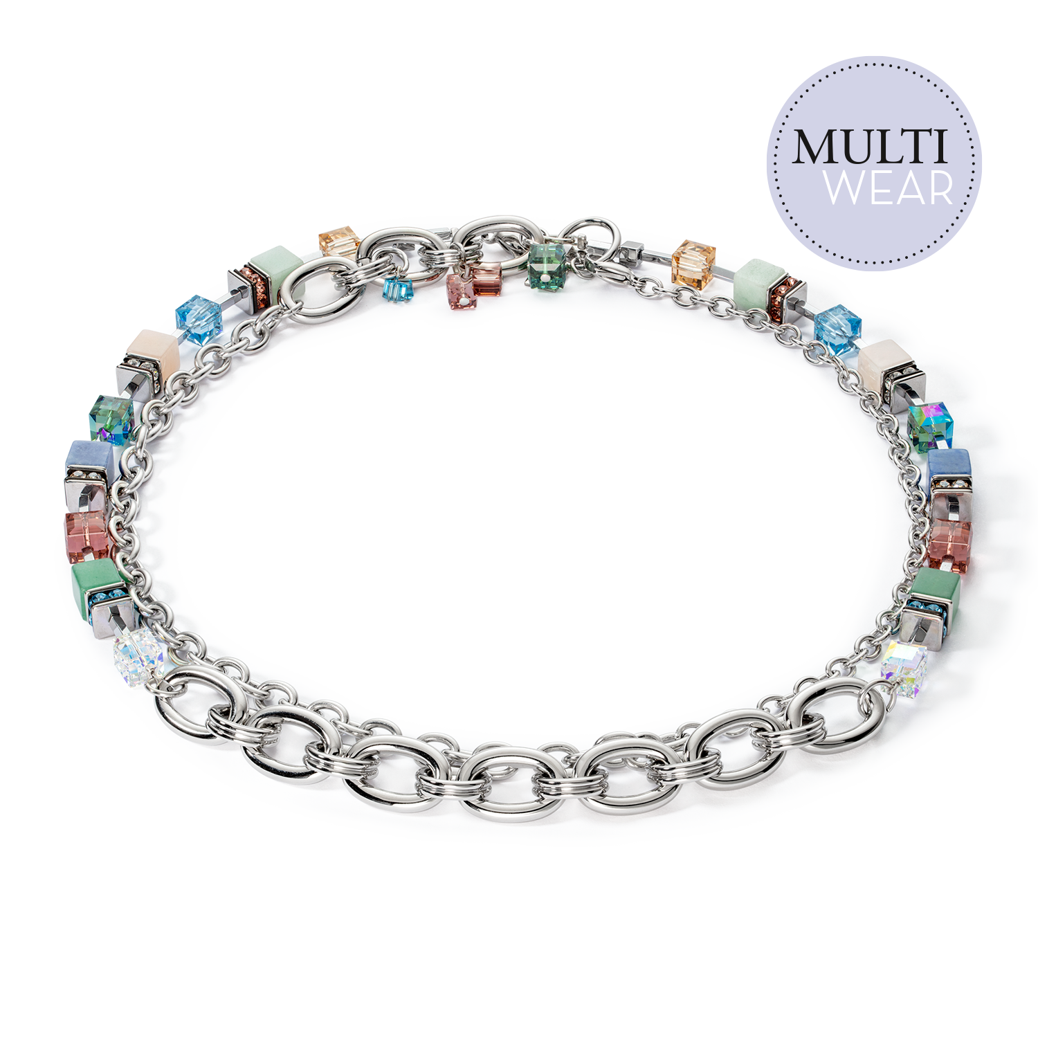 Collier GeoCUBE® Statement Precious Chunky Chain Multiwear 35 multicolore