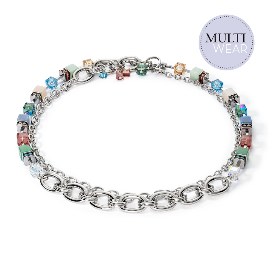Collier GeoCUBE® Statement Precious Chunky Chain Multiwear 35 multicolore