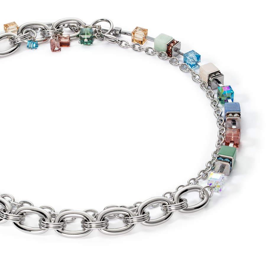 Collier GeoCUBE® Statement Precious Chunky Chain Multiwear 35 multicolore
