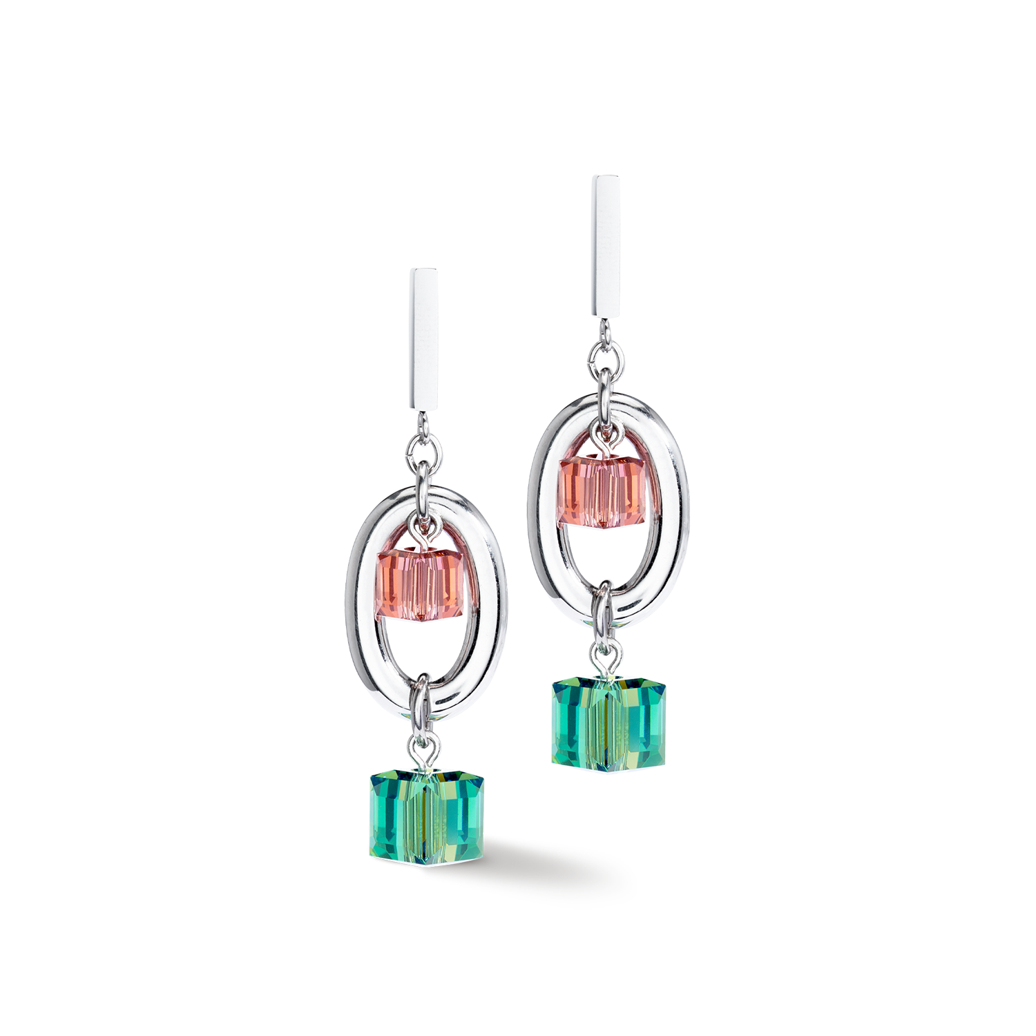 Boucles d'oreille GeoCUBE® Statement Precious Chunky Chain Multiwear 35 multicolore