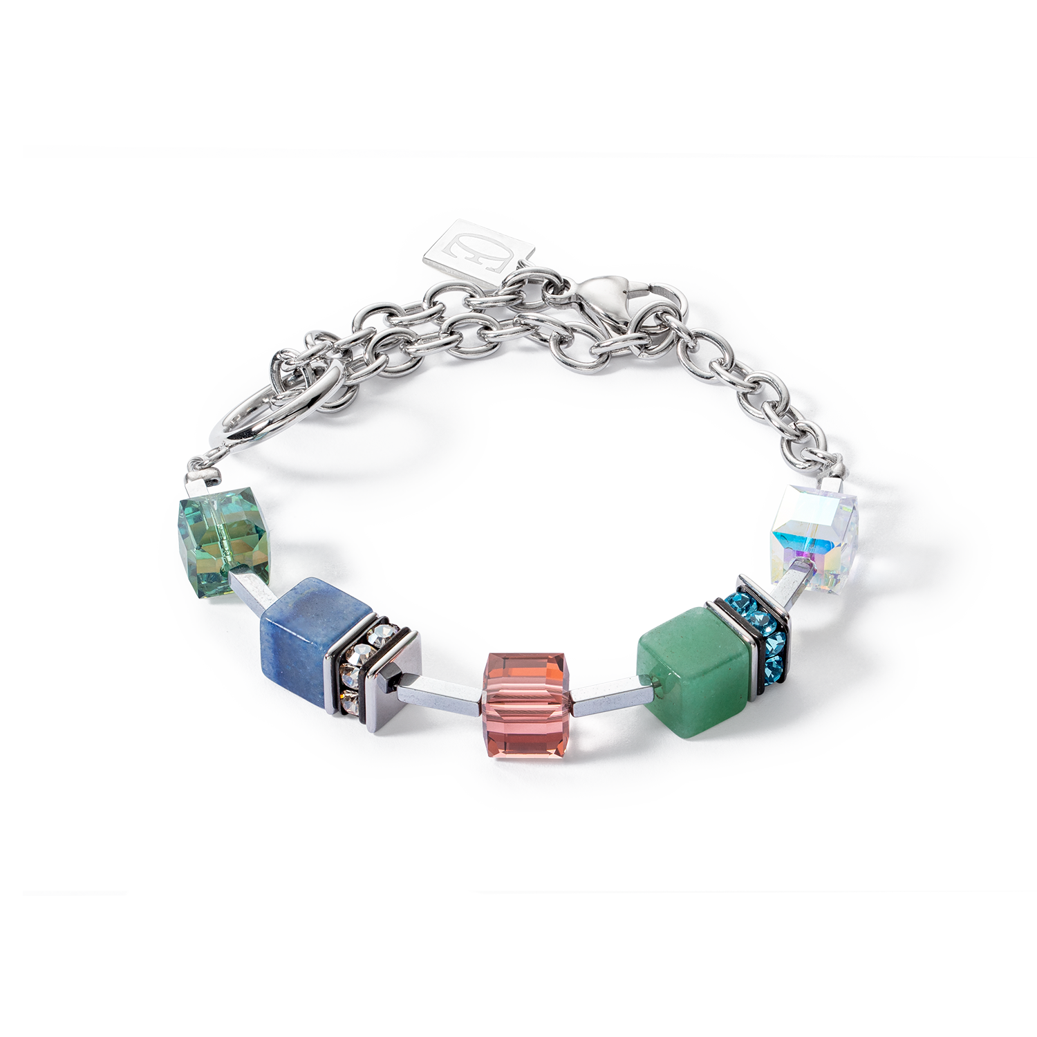 Bracelet GeoCUBE® Statement Precious Chunky Chain Multiwear 35 multicolore