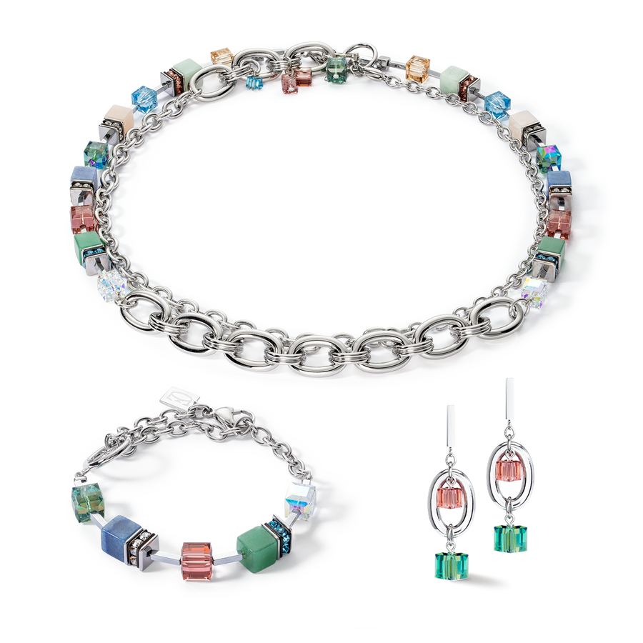 Bracelet GeoCUBE® Statement Precious Chunky Chain Multiwear 35 multicolore