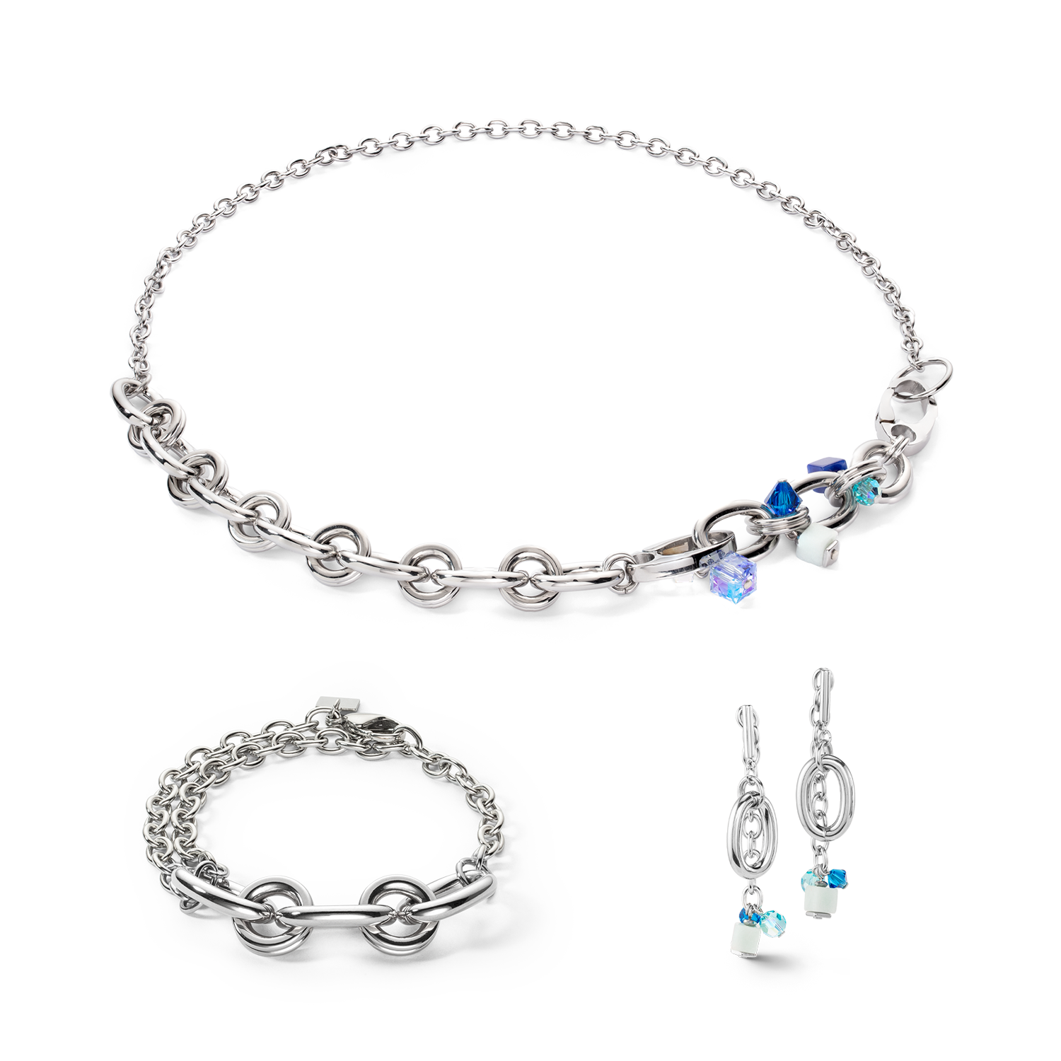 Collier Neptunes Treasure argent bleu