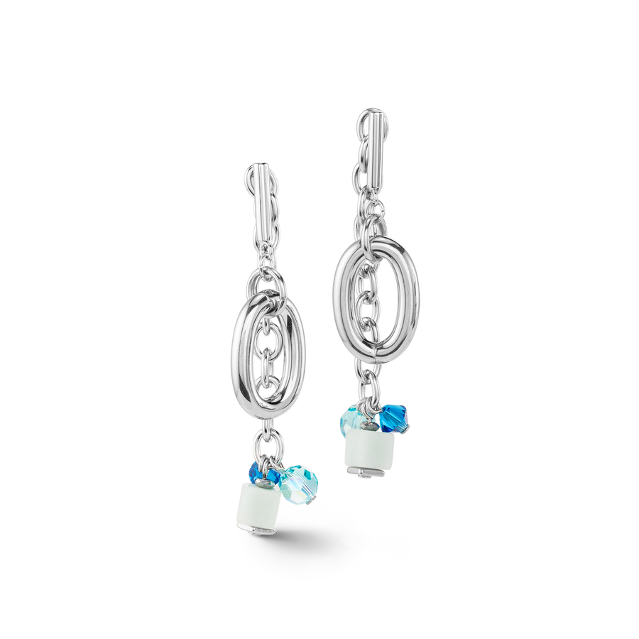 Boucles d'oreilles Neptunes Treasure argent bleu