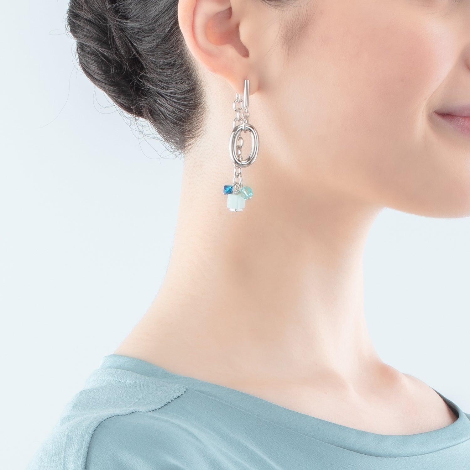Boucles d'oreilles Neptunes Treasure argent bleu