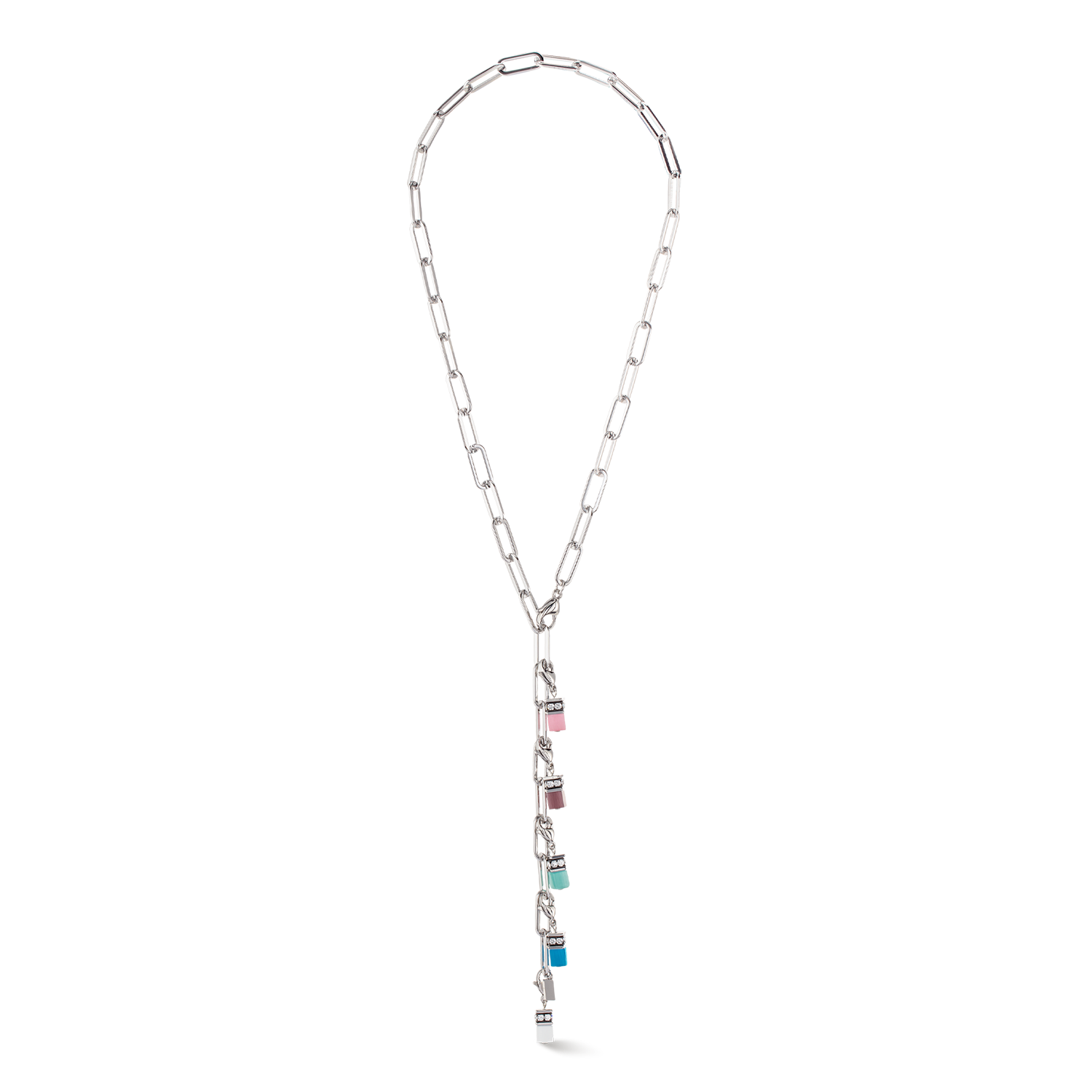 Collier Happy Iconic Cube Charms argent pastel