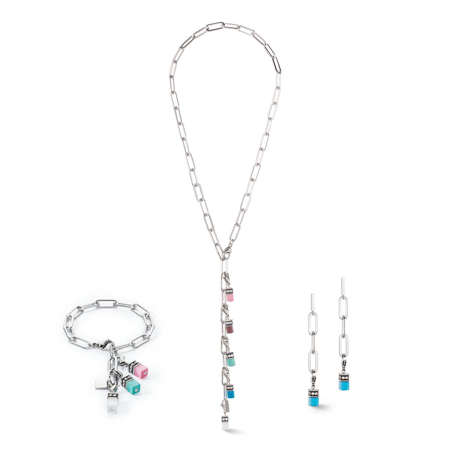 Boucles d'oreilles Happy Iconic Cube Charms argent pastel