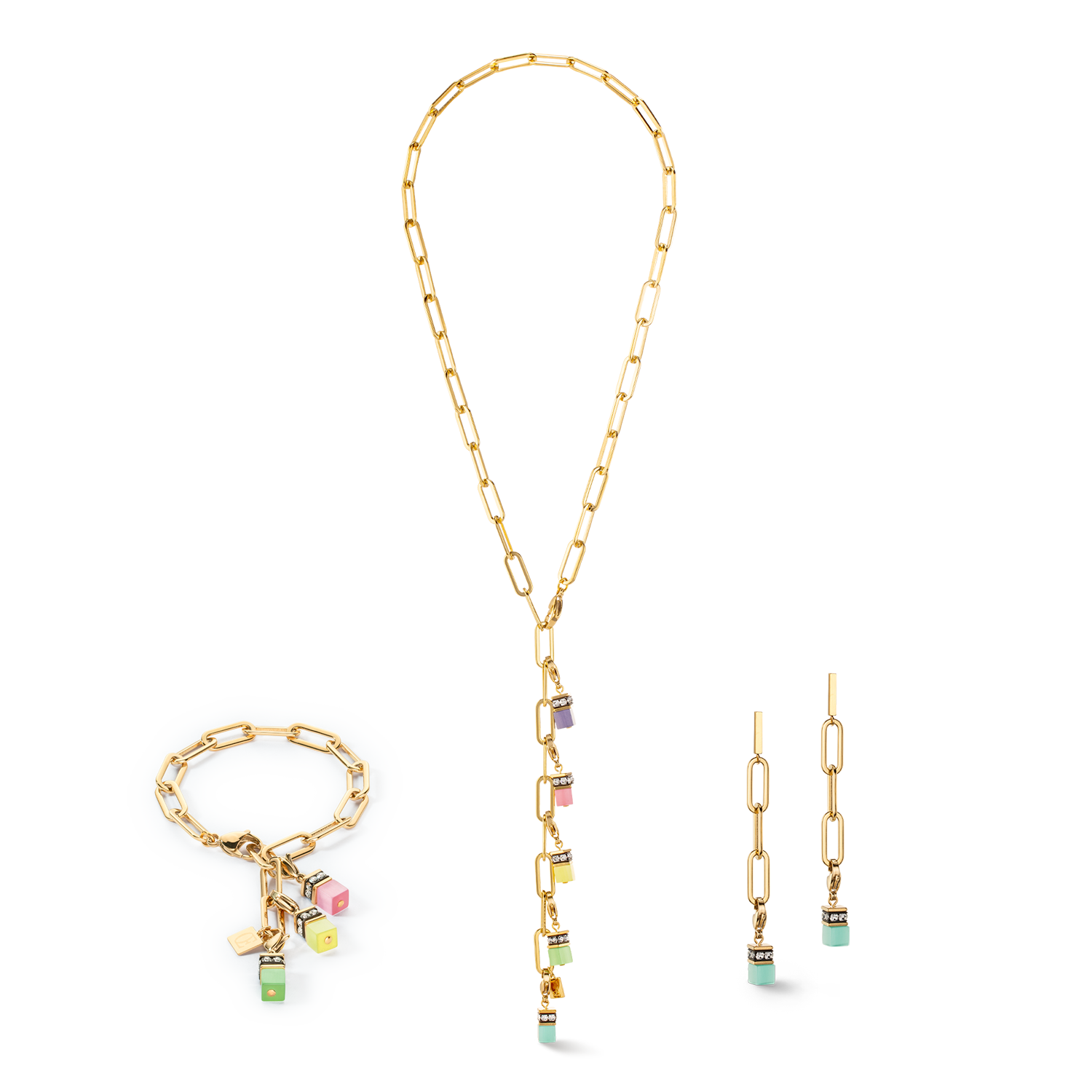 Boucles d'oreilles Happy Iconic Cube Charms or pastel