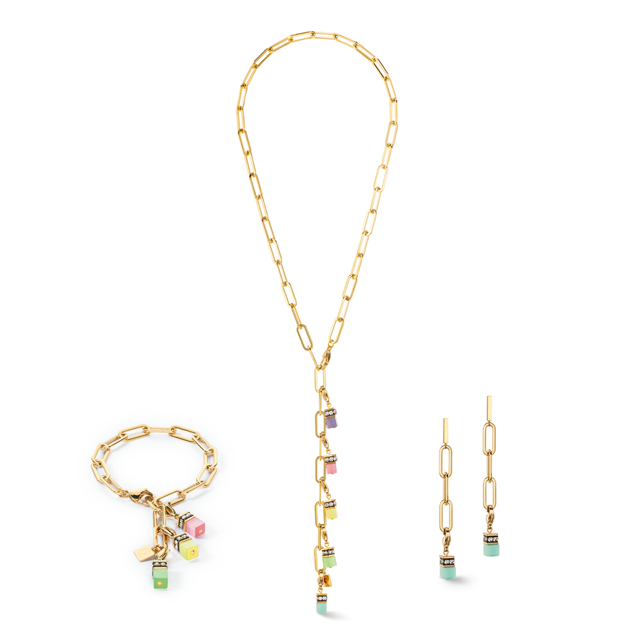 Boucles d'oreilles Happy Iconic Cube Charms or pastel