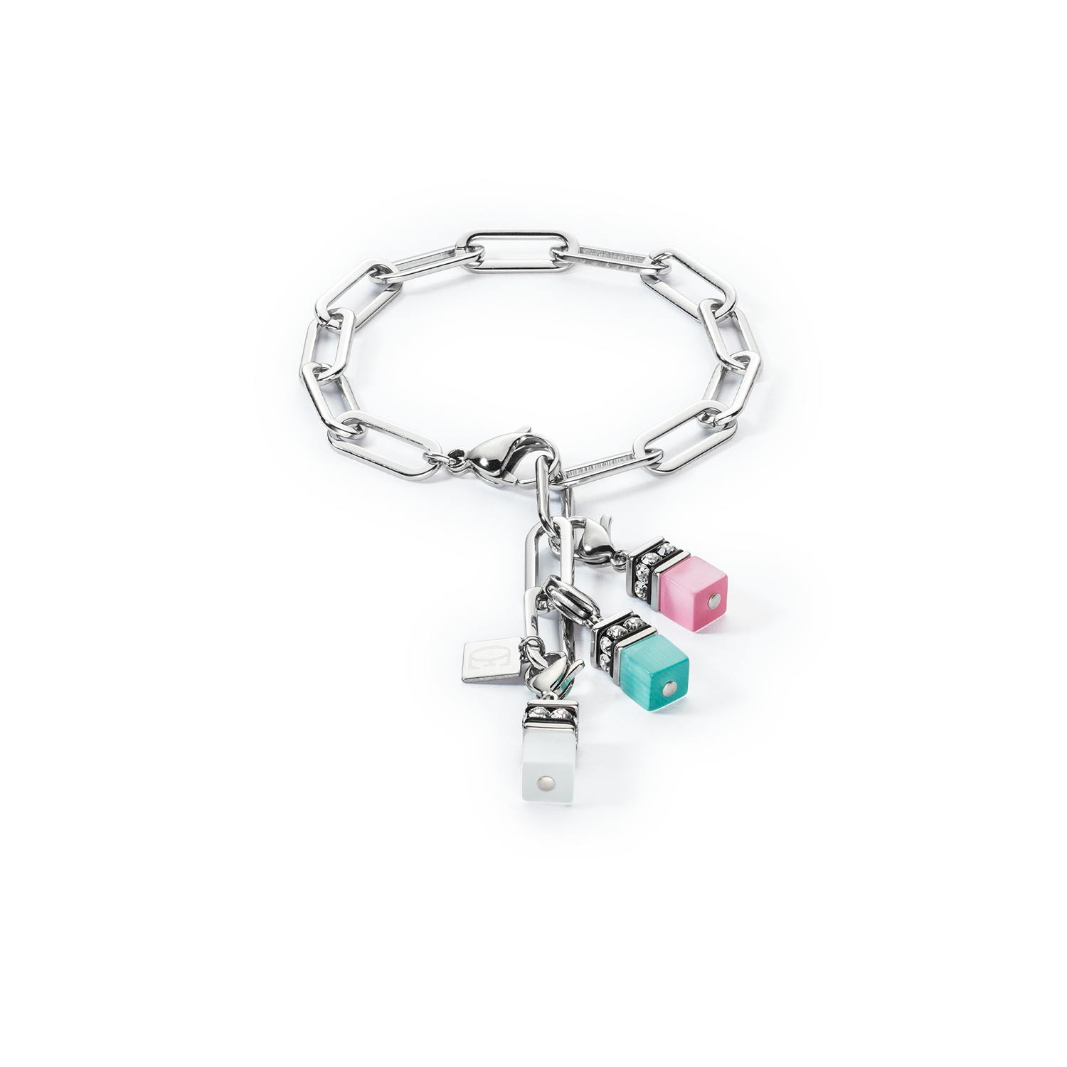 Bracelet Happy Iconic Cube Charms argent pastel