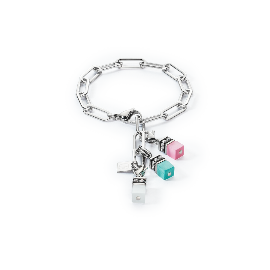Bracelet Happy Iconic Cube Charms argent pastel