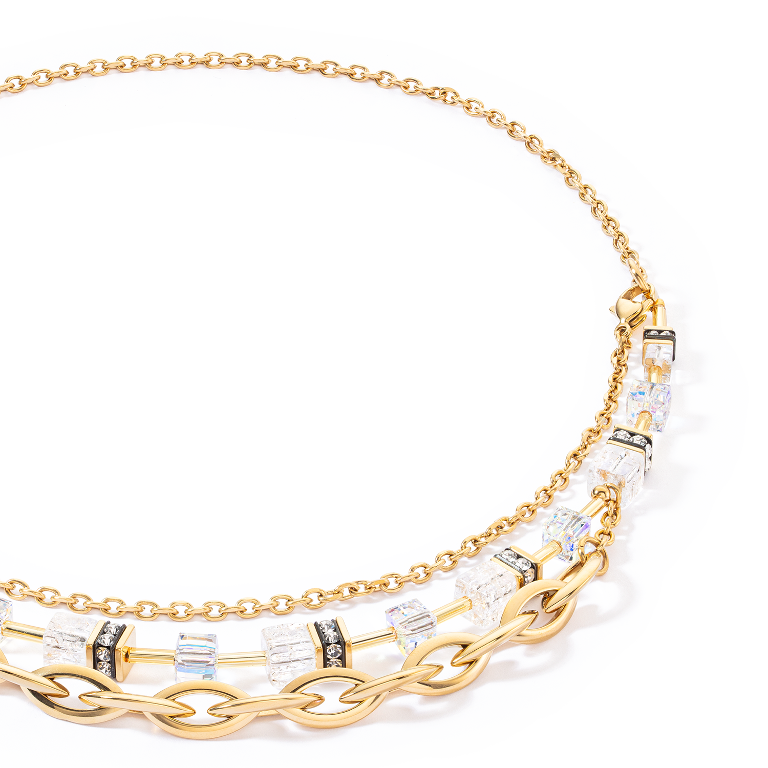 Collier GeoCUBE® Festive Layer or et blanc