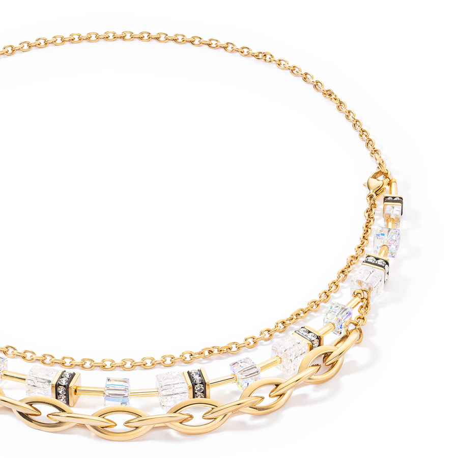 Collier GeoCUBE® Festive Layer or et blanc