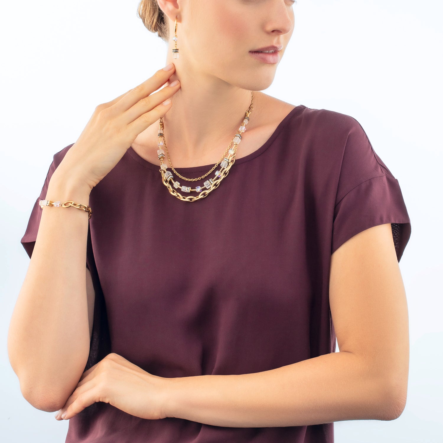 Bracelet GeoCUBE® Festive Layer or-blanc