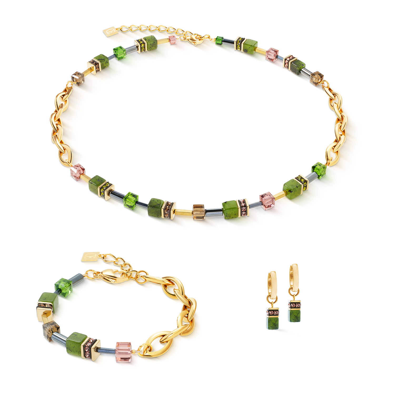 Collier GeoCUBE® Chunky Chain or-vert
