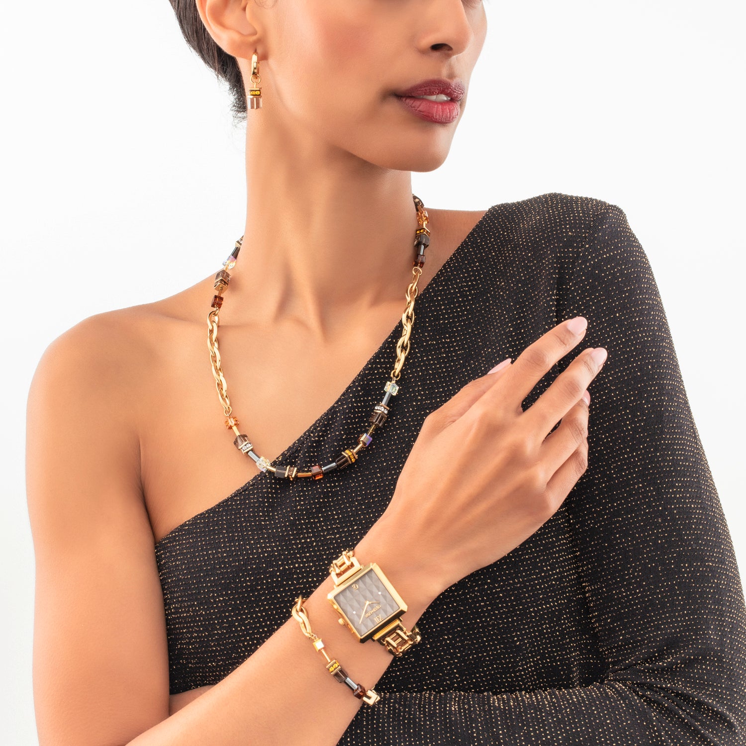 Collier GeoCUBE® Chunky Chain or-brun