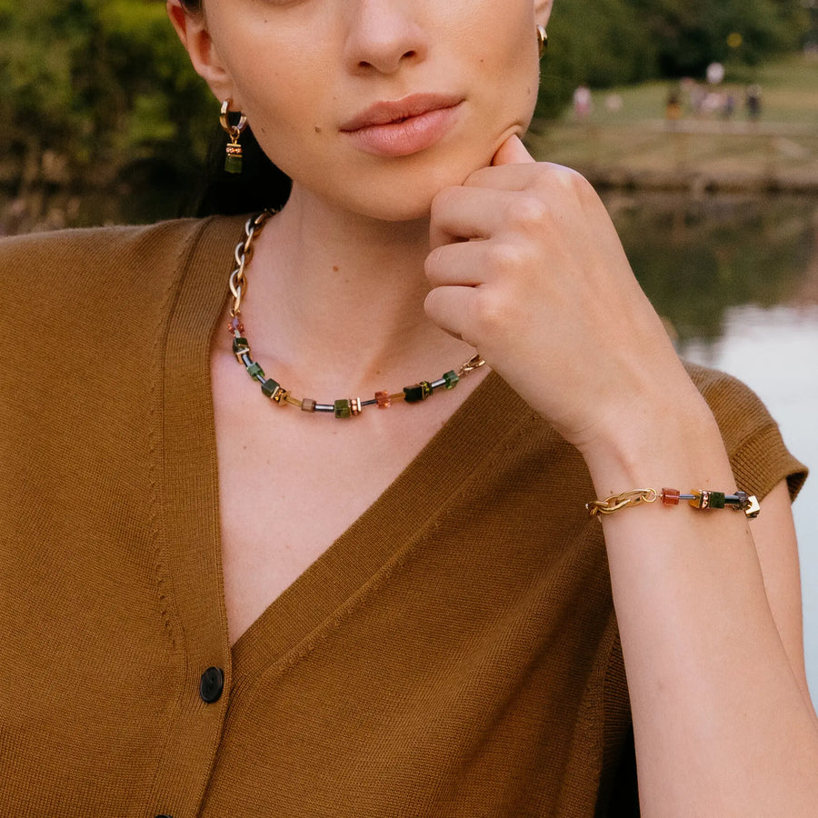 Créoles GeoCUBE® Chunky Chain or-vert