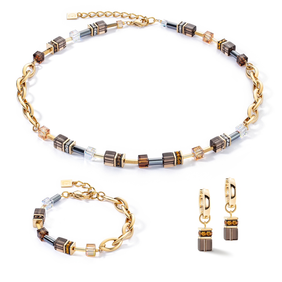 Créoles GeoCUBE® Chunky Chain or-brun