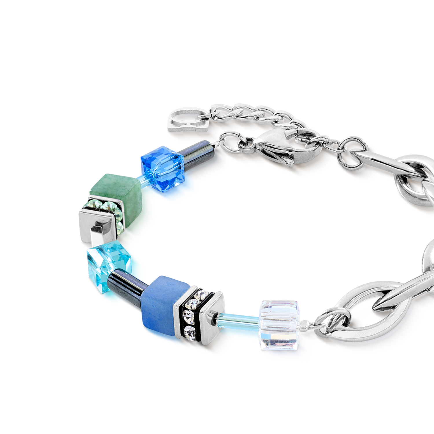 Bracelet GeoCUBE® Chunky Chain argent-bleu